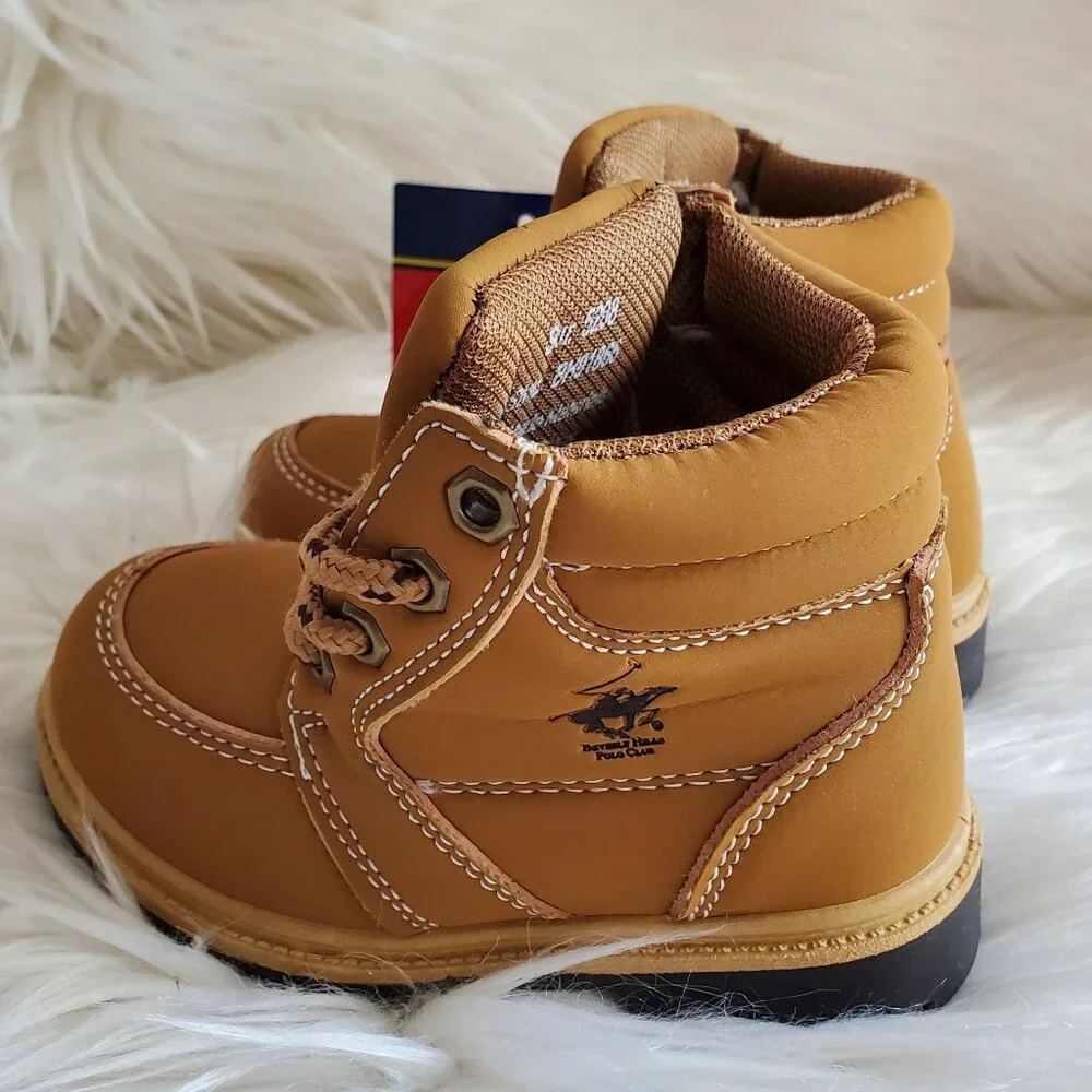 Beverly Hills Polo Club Unisex Tan Lace Up Work Fashion Soft Ankle Boots SZ 6